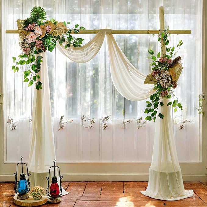 MDS Halloween Chiffon Draping Fabric - 1 Panel, 30" Wide x 20ft Long - Sheer Spooky Arbor & Canopy Drapery for Haunted House Backdrops, Party Ceilings, DIY Costumes & Themed Events - Champagne Gold