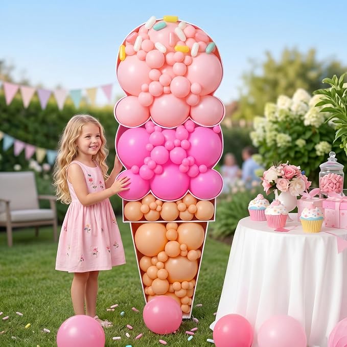 Capoda 146 Pcs 5FT Ice Cream Balloon Column Stand Kit Sweet Ice Cream Balloon by Capoda