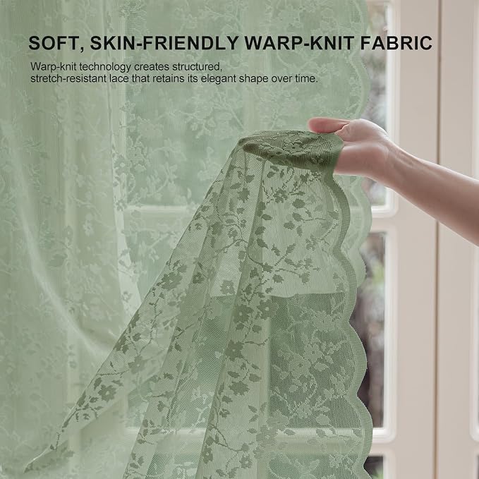 Anmao Vintage Lace Sheer Curtains 96 Inches Long - Image 4