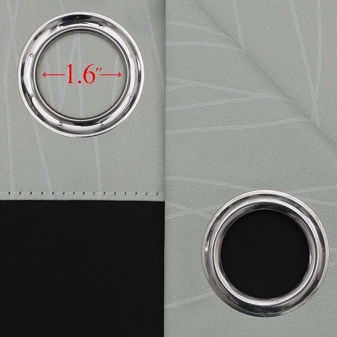 Sage and Greyish White Room Darkening Blackout Curtains 84 Inch Length 2 Panels - Image 7