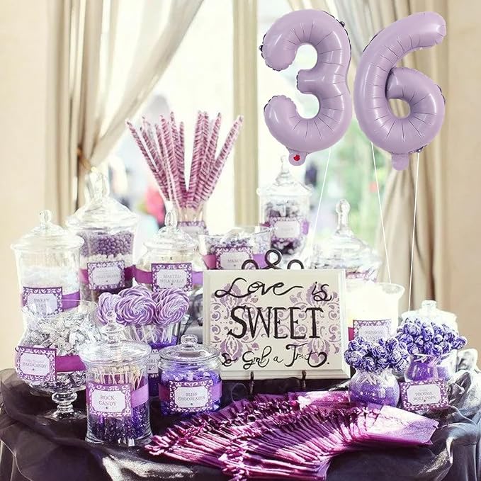 TONIFUL 16 Inch 10 Pcs Light Purple 0-9 Birthday Number Balloons | Small Custom - Image 4