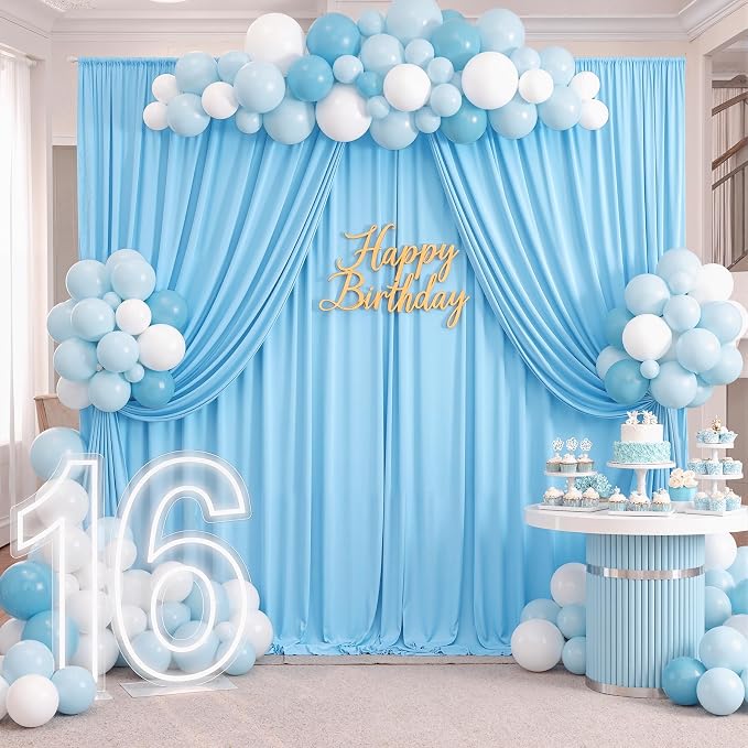30ft x 10ft Baby Blue Backdrop Curtains - Image 4