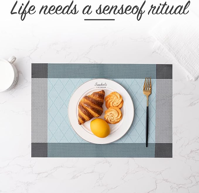 Placemats Set of 6 Washable Indoor | Outdoor Vinyl Place Mats - Image 6