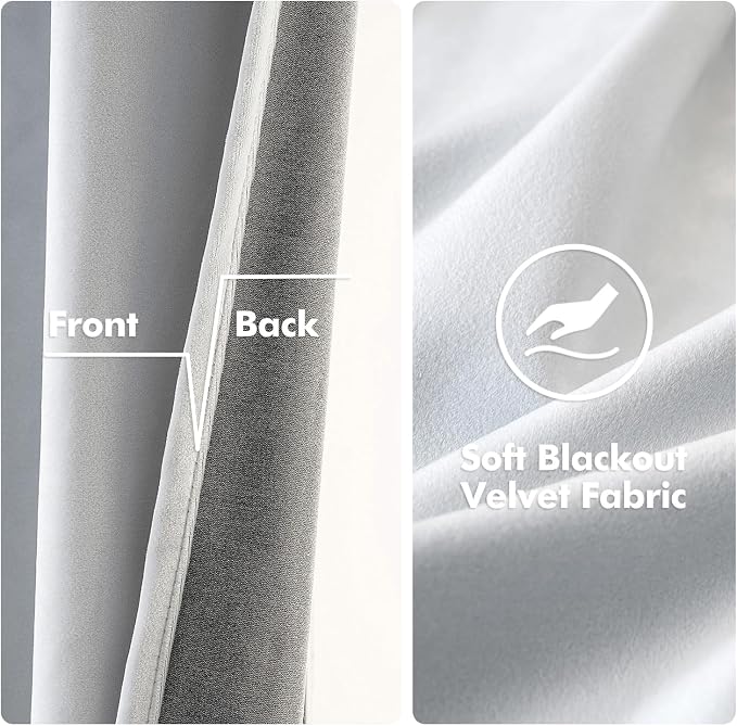 MIULEE Velvet Curtains Greyish White 52 x 108 Inch Length Set of 2 | Extra Long - Image 3