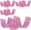 4 Pcs Iridescent Pink 15ft Metallic Foil Ceiling Fringe Curtains, Party Decor by Breling