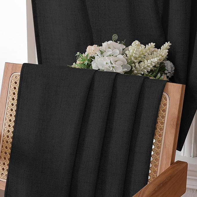 Tollpiz Short Linen Tier Curtains Rod Pocket Semi Sheer Half Kitchen Curtain - Image 6