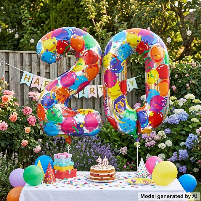 40 Inch Number 20 Balloon Set Large Foil Balloons - Image 4