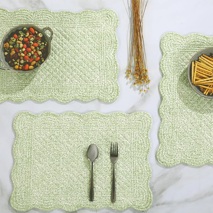 HOMBYS Quilted Placemats Set of 6 Washable-13x18 inches Rectangular Placemats - Image 4