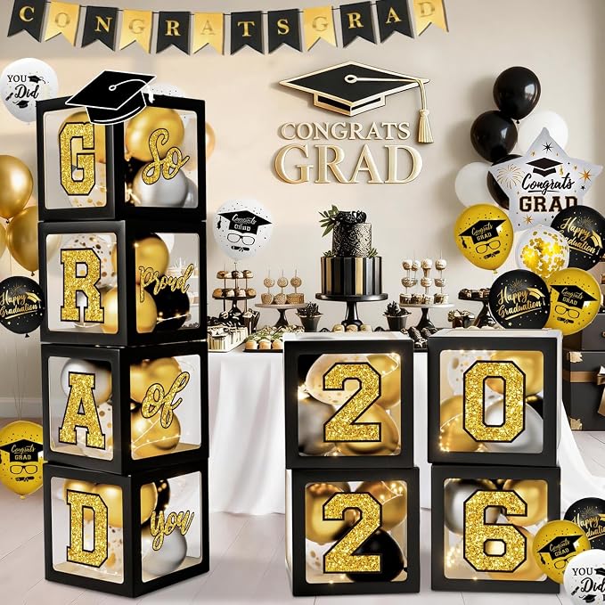 Black and Gold Graduation Decorations 2026 by QIYANPAX