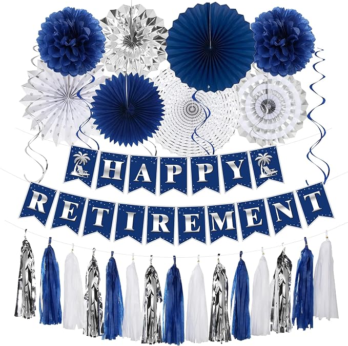 Blue Silver Retirement Party Decorations by Trgowaul