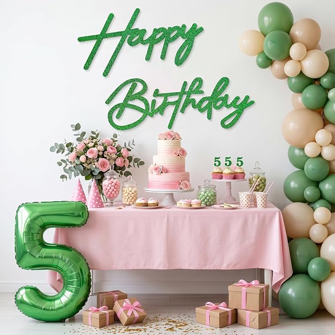 Green Happy Birthday Sign for Backdrop - Image 4