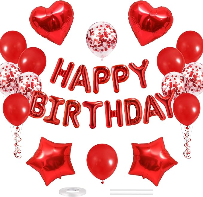 CANREVEL Happy Birthday Banner Decoration + 30pcs Star Balloons, by CANREVEL