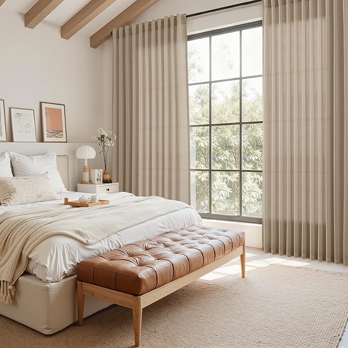 Sepia Beige Linen Curtains 102 Inches Long - Image 7