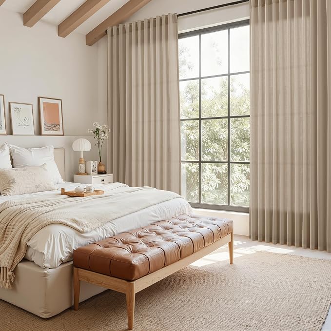 Sepia Beige Linen Curtains 96 Inches Long - Image 6