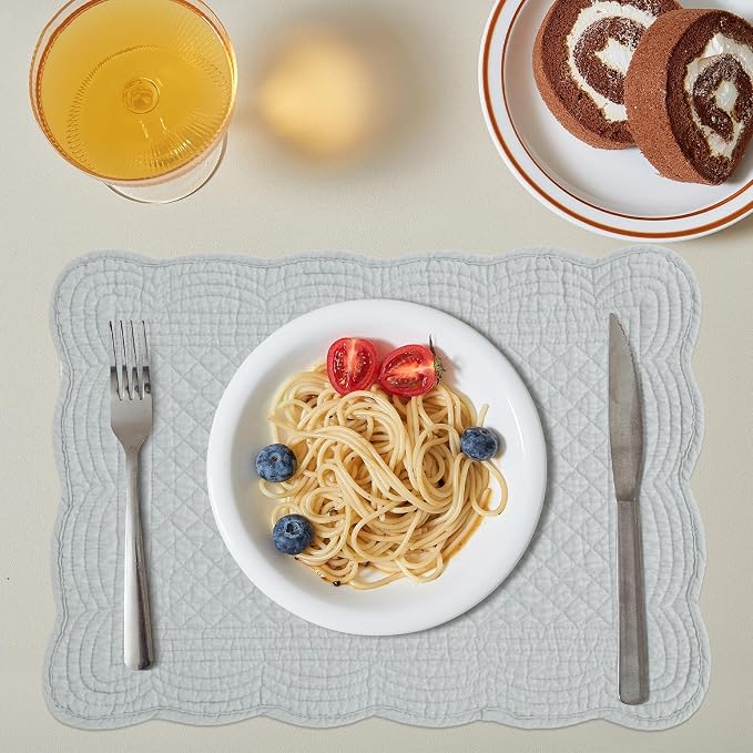 HOMBYS Quilted Placemats Set of 6 Washable-13x18 inches Rectangular Placemats - Image 4