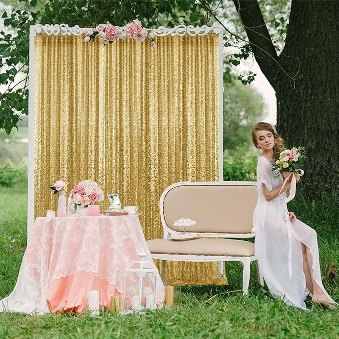 4×8FT Gold Sequin Backdrop Curtain, Photography Backdrop Glitter Curtains - Image 4