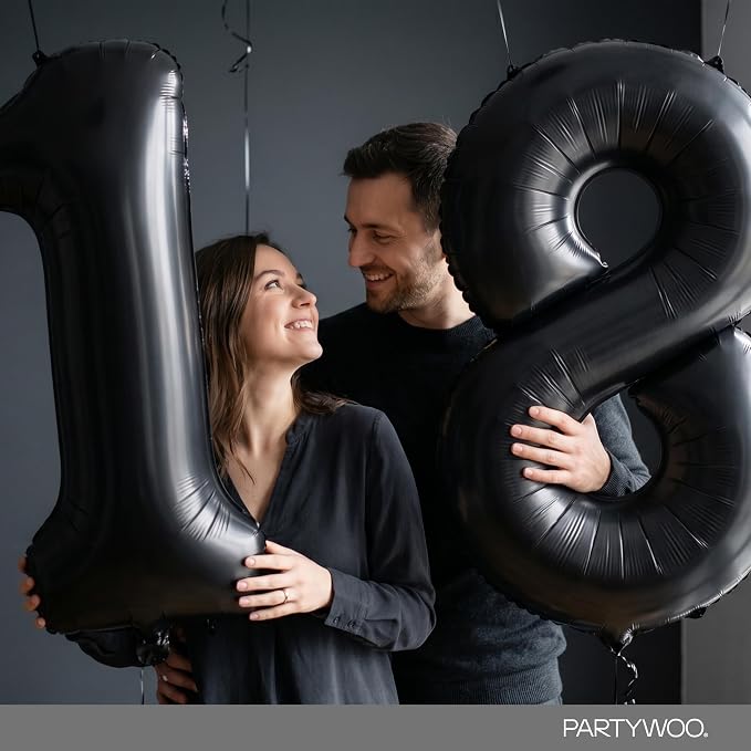 PartyWoo Number Balloons 40 Inch Black Number 18 Kit 33pcs - Image 9