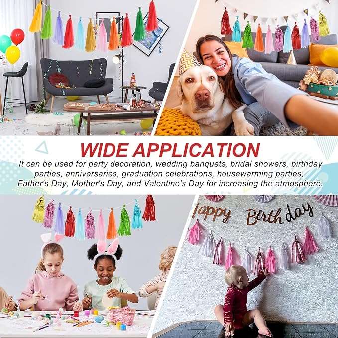 MECCANIXITY 20Pcs Shiny Tassel Garland Banner Tissue Paper - Image 6