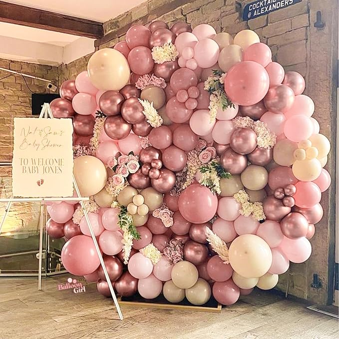PartyWoo Dusty Pink Balloons 101pcs Lilac Pink Color 12 Inch | Balloons - Image 7