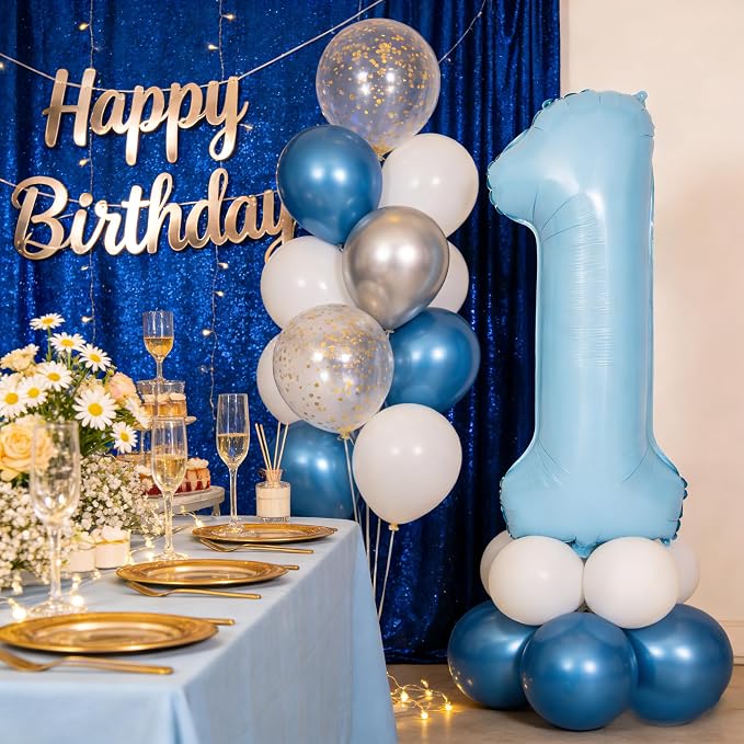 40 In Matte Blue Number Balloons Helium Foil Mylar Balloon Party Digital 13 | - Image 5