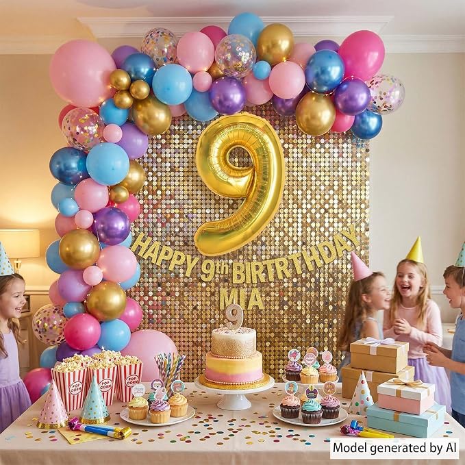 Gold Number 9 Balloon 40 Inch, Shiny Gold Foil Decor - Image 7