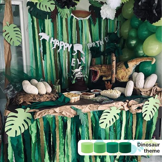 PartyWoo Green Emerald Forest Green Crepe Paper Streamers 6 Rolls 492 FT | - Image 2