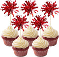 Gyufise 30Pcs Foil Firework Cupcake Toppers Sparkle Tinsel Cake Toppers Tinsel by Gyufise