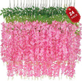 Wisteria Hanging Flowers, Fake Flowers, 24 Pack 3.6 Feet/Pcs Pink Wisteria by Waipfaru
