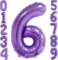 Purple 6 Balloon Number, 40 Inch Number 6 Balloon Big Purple 6 Foil Mylar by BBPOOL