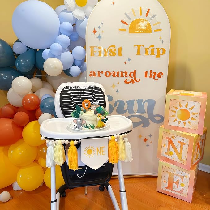 Here Comes the Son Balloon Arch Kit, Retro Blue Yellow Boho Balloon Garland - Image 4
