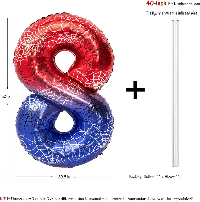 40 IN Red Blue Gradient Number 8 Balloon Large Digital 8 Foil Balloon | - Image 2
