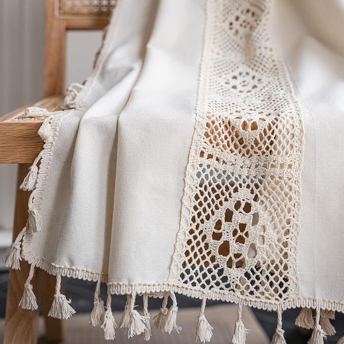 Sutuo Home Boho Curtains Crochet Lace Patchwork Semi-Blackout Bohemian Handmade - Image 6