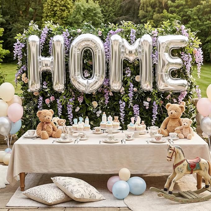 40 Inch Silver HOME Balloons, Large Silver Letter Foil Balloon - Image 5