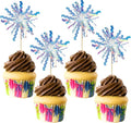 Gyufise 30Pcs Foil Firework Cupcake Toppers Happy Birthday Cake Toppers Tinsel by Gyufise