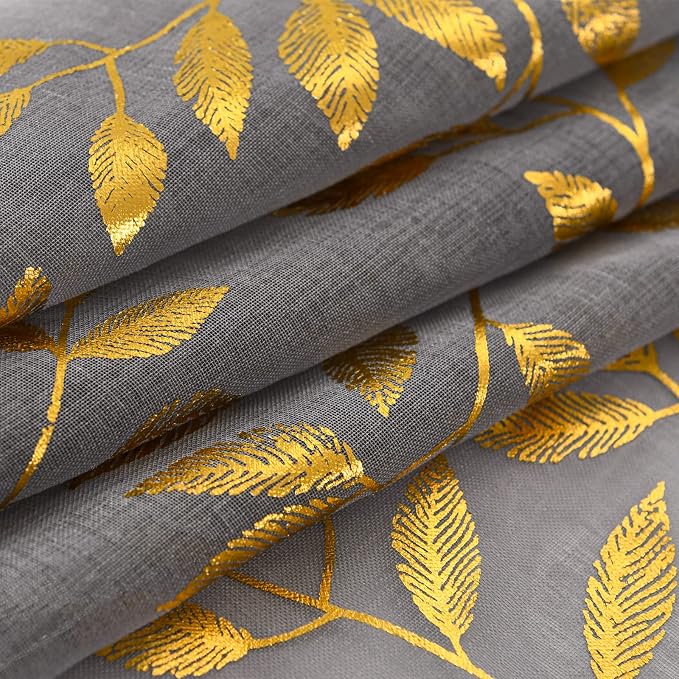 Sutuo Home Sheer Curtains 63 Inch Length 2 Panels, Luxury Gold Foil Print - Image 6