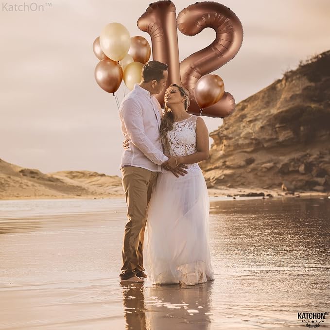 KatchOn Coffee Brown Number 12 Balloon 40 Inch, 12th Birthday Balloon Decor | - Image 7