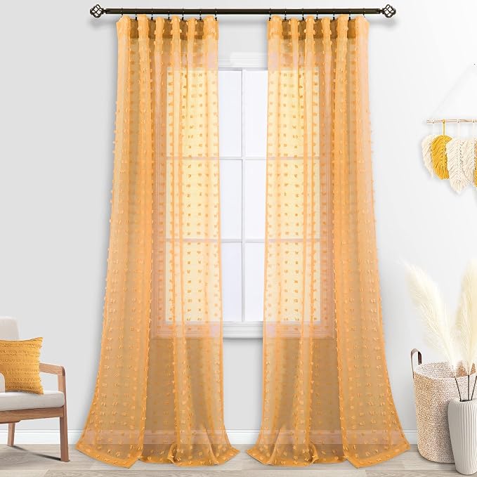 Mustard Yellow Textured Curtains 84 Inch Length 2 Panels - Image 7