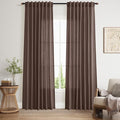 Cappuccino Linen Curtains 84 Inch Length 2 Panels Set by Nanspring