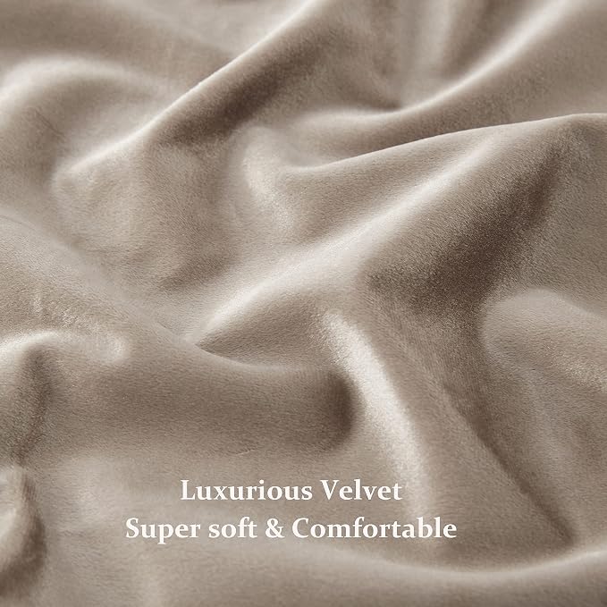 BULBUL Taupe Velvet Blackout Curtains 102 inch Long - Image 6