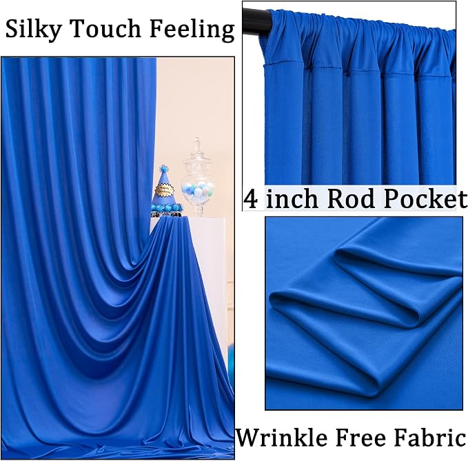 40ftx10ft Wrinkle Free Royal Blue Backdrop Curtains - Image 2