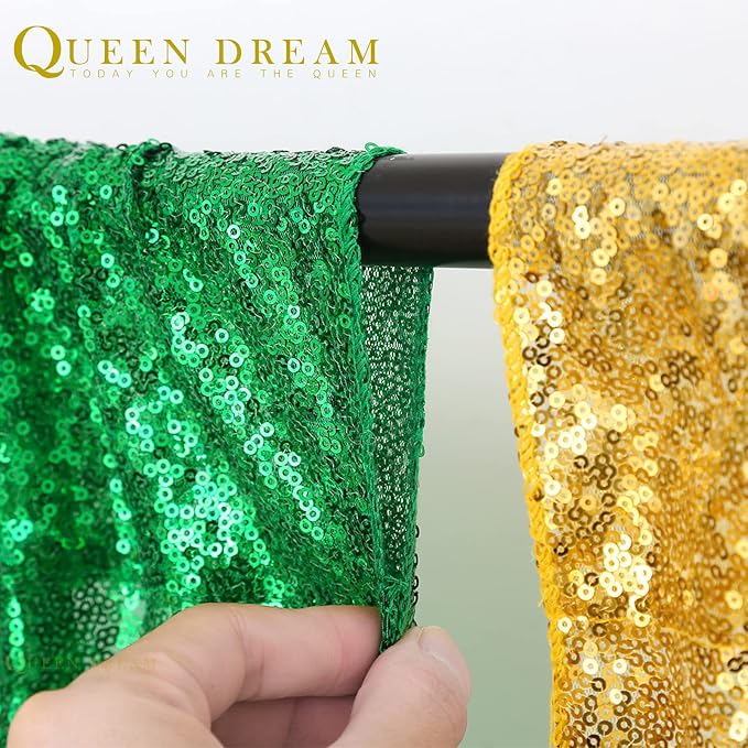 Green Sequin Backdrop Curtains 2 Panels 2FTx8FT Christmas Party Backdrop | - Image 5
