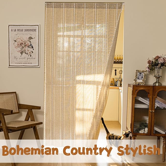 Sutuo Home Boho Door Curtains for Doorway, Bohemian Semi Blackout Curtains - Image 7
