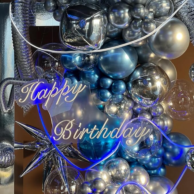 Voircoloria 130pcs Metallic Blue Balloons Arch Kit, 18 12 10 5 Inch | - Image 6