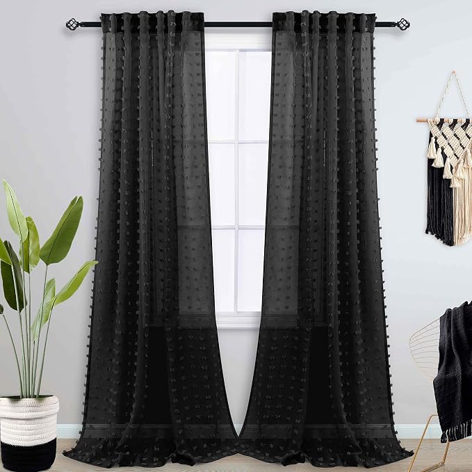 KOUFALL Black Curtains 102 Inches Long - Image 2