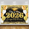Gold Black Graduation Backdrop Decorations 2026 7x5ft Class of 2026 by Retyshiaphoto