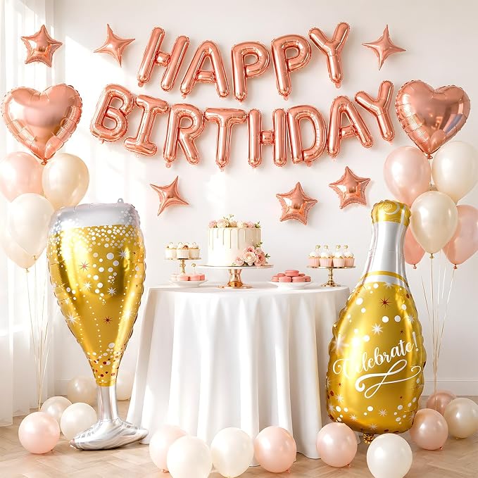 Rose Gold Happy Birthday Balloons Banner, Birthday Decorations - Image 7