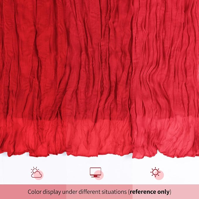 6 Pack Red Cheesecloth Table Runner 17x108 Inch Semi Sheer Boho Gauze Cheese - Image 8