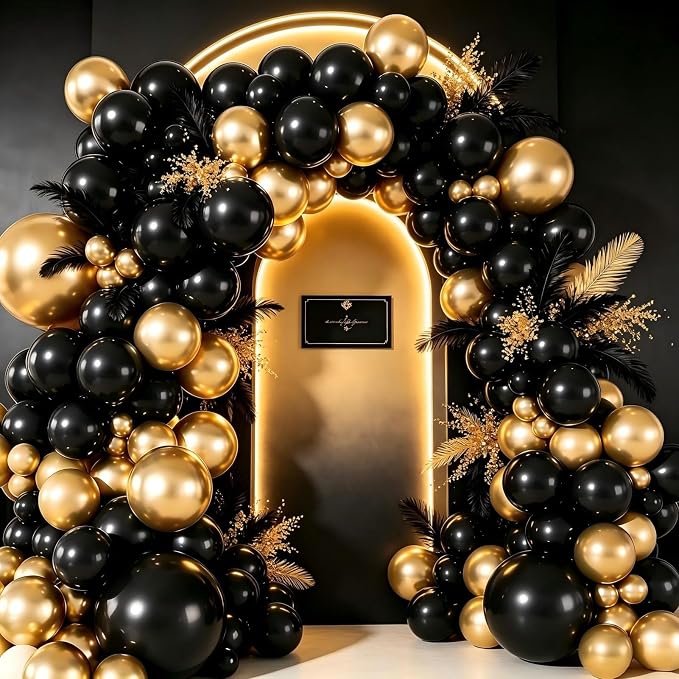 Black and Gold Balloon Garland Arch Kit - Image 3