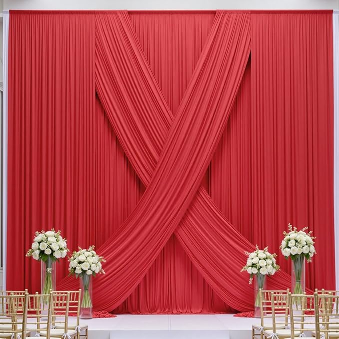 40×14ft Wrinkle Free Red Backdrop Curtain - Image 5