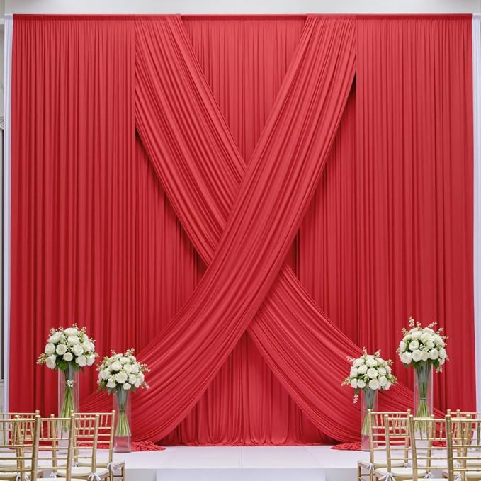60×14ft Wrinkle Free Red Backdrop Curtain, Soft Silky Easy to Drape Wedding - Image 7